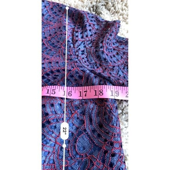 Banana Republic blue top women eyelet lace long sleeve blouse Size S business - Picture 9 of 11